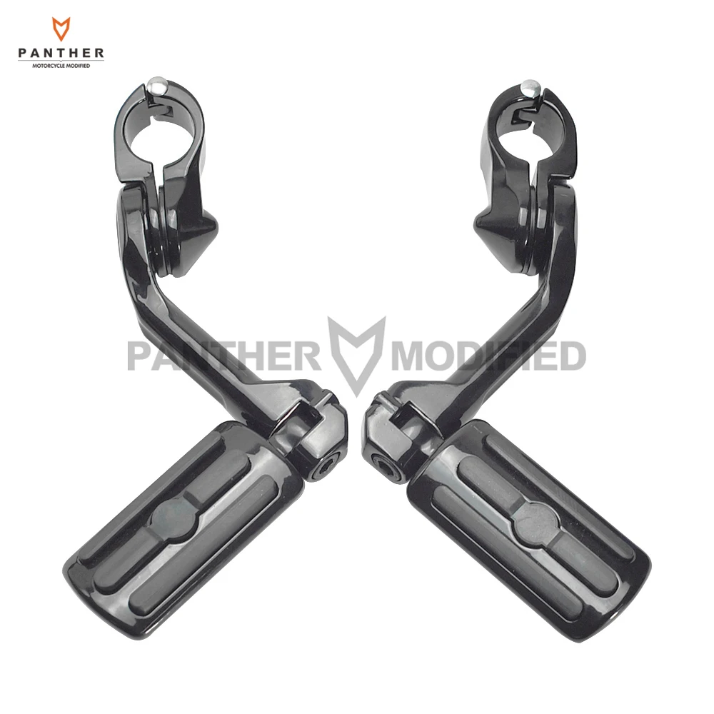 

Universal 1 1/4" Black Aluminum Motorcycle Long Angled Adjust Foot Peg Foot Rest case for Harley Touring Softail Dyna Sportster