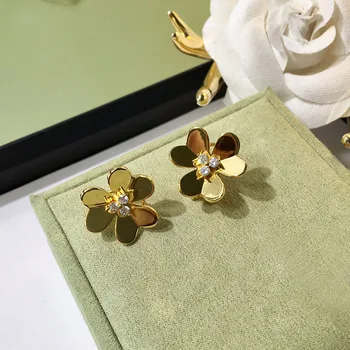 

High Quality Flower Earring Rose Gold And Color AAA Zircon Stud Earrings For Women Brand Jewelry (DJ1398)