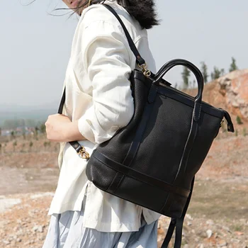 

EUMOAN Handmade fashion one-shoulder bag, vintage leather shopping bag for women, leather multi-functional handbag