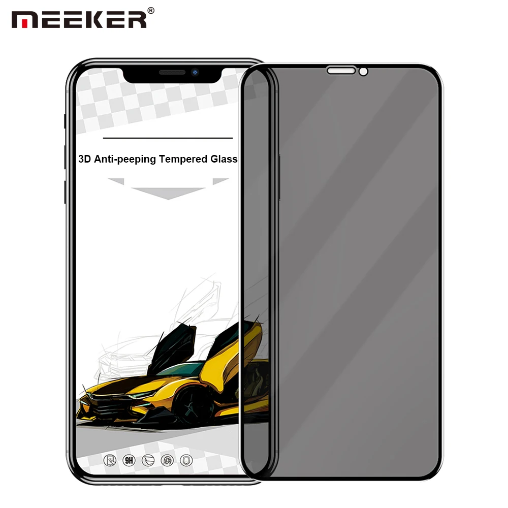 Закаленное стекло Meeker для iphone 7 8 plus X XS max XR стекло 3D антибликовое полное покрытие Защита экрана для iphone X XR XS MAX