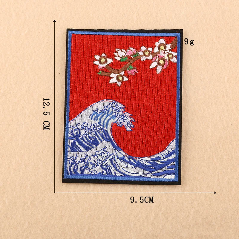 Японский Ukiyo Kanagawa Surf круглый значок Spindrift вышитые нашивки для одежды Аппликации для рубашек DIY Ручная работа