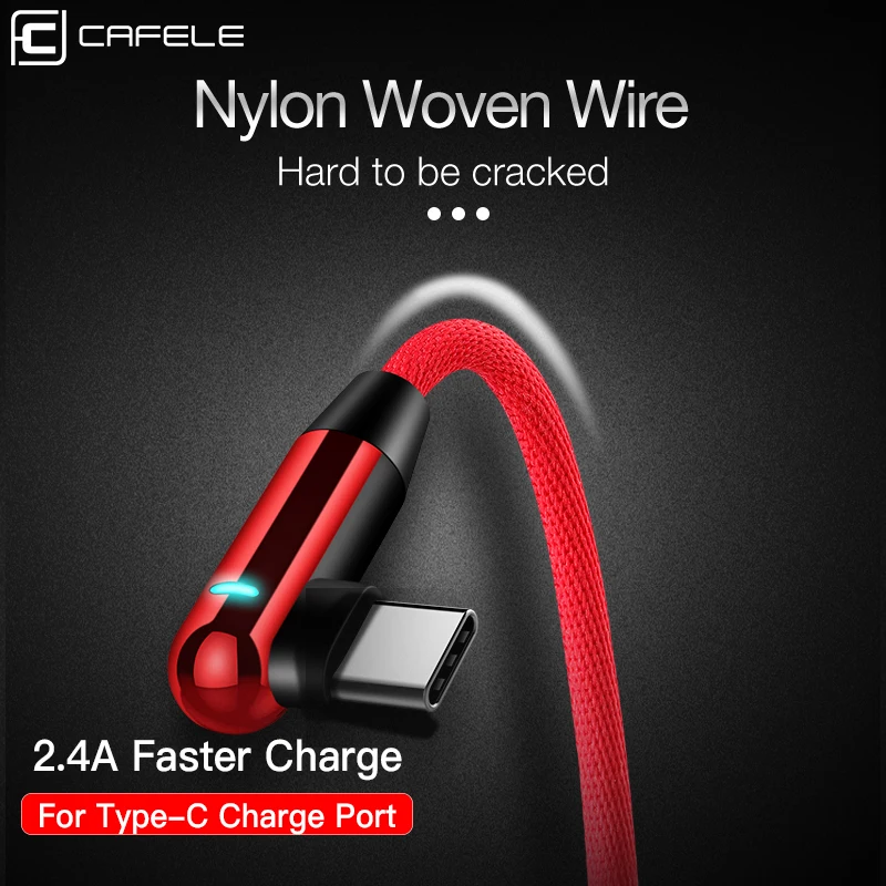 Cafele USB C Тип C кабель для Xiaomi 8 Тип usb C кабель светодиодный освещение нейлоновый переплет Тип-C USB-C Зарядное устройство USB для мобильных устройств кабель