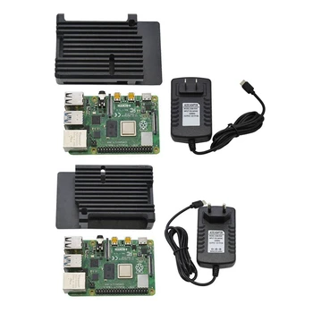 

for Raspberry Pi 4B 4G RAM DIY Kit Support 2.4 / 5.0 GHz WIFI Bluetooth 5.0 with Aluminum CNC Alloy Protective Black Case 5V 3A
