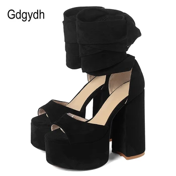 

Gdgydh 2020 New Arrival Thick High Heels Sandals Women For Party Black Brown Pink Platform Shoes Gothic Ankle Strap High Quality