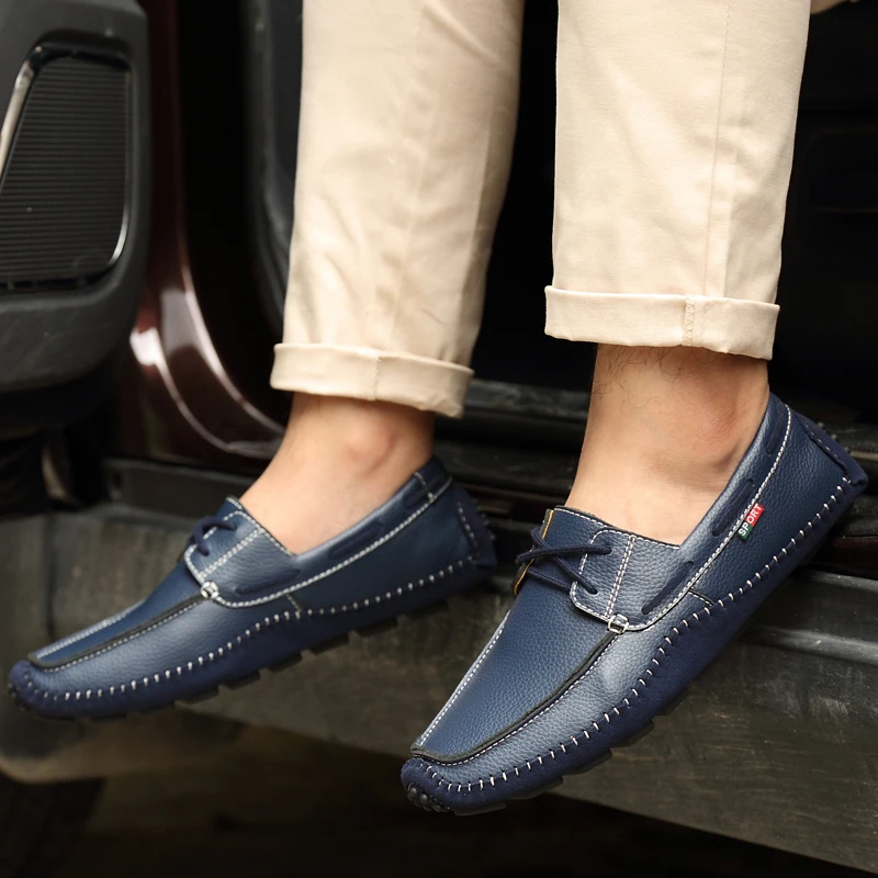 Spring and autumn men's shoes comfortable high quality lightweight lace loafers leathe non-slip wear-resistant large size 47