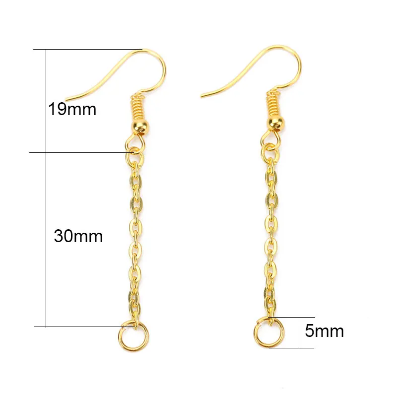 20pcs Gold Silver Color Iron Earring Hooks Wires With Ear Earrings Pendant Charms Connector For Jewelry Making Findings Supplies