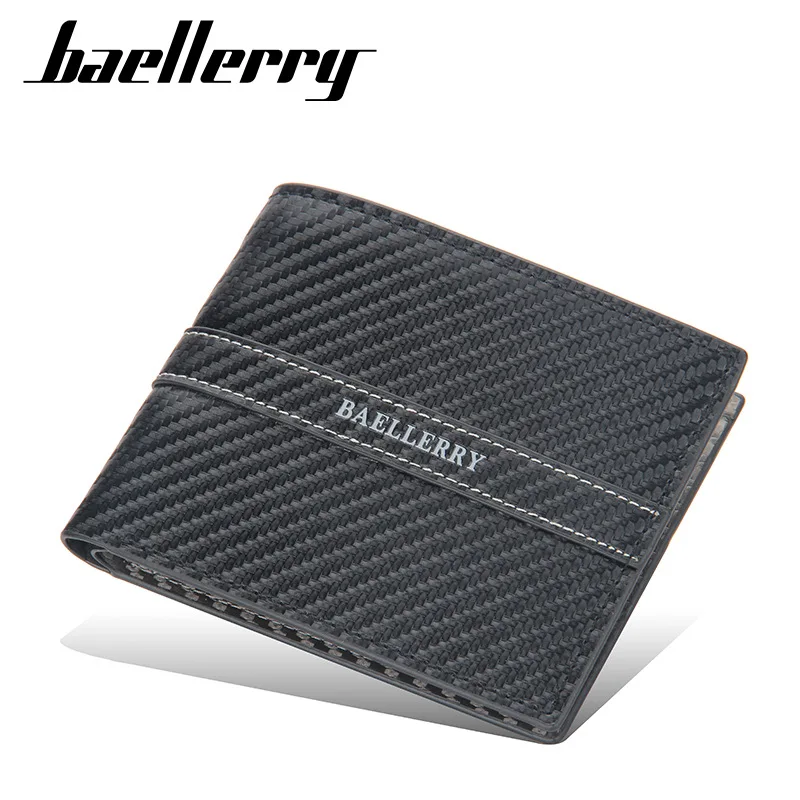 

Black/Brown Men Wallet Business Short Slim Lozenge Leather Male Purse Solid Color Mens Coin Wallet Card Holder New Money Bags