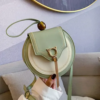 

2020 Summer NEW Circular Design Women Shoulder Bag Leather Crossbody Messenger Bags Female Round Bolsa Fashion Ladies Handbag