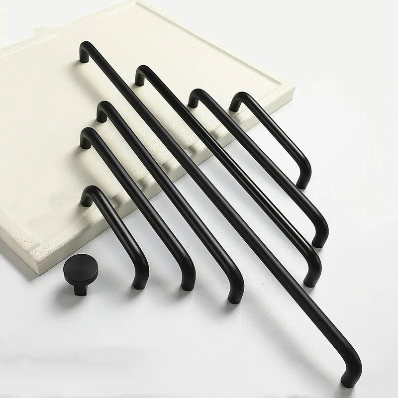 Алюминиевый сплав Черная/золотая для шкафа дверная ручка круглая труба u