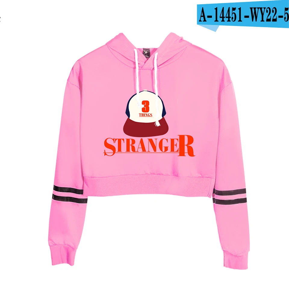 

Personality Stranger Things Hoodie Women Spring Autumn High waist Short Sweatshirt Ladies Hoodies Sexy Crop Clothing