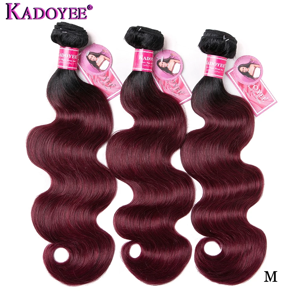 Бразильские пучки для плетения волос человеческие волосы объемная волна 3 пучка 1B 99J красный цвет Омбре remy волосы для наращивания 8-26 дюймов