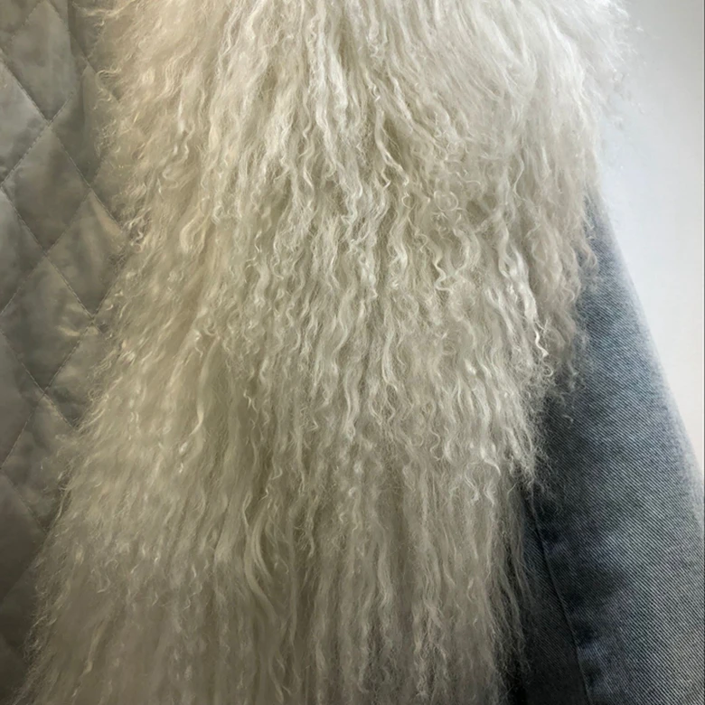 Европейское зимнее Новое утолщенное хлопковое Женское пальто с воротником из натурального овечьего меха, свободная джинсовая куртка с хлопковой подкладкой, 4 цвета