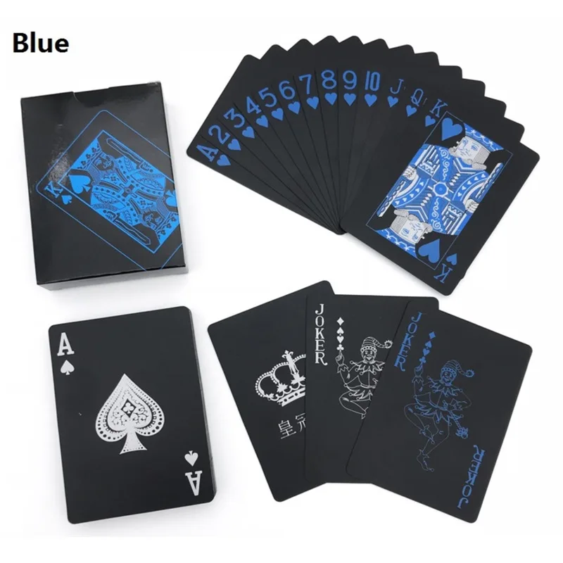 Waterproof PVC Pure Black Magic Box-packed Plastic Playing Cards Set Deck Poker Classic Magic Tricks Tool Collection Poker 54pcs playing cards plastic playing cards poker set