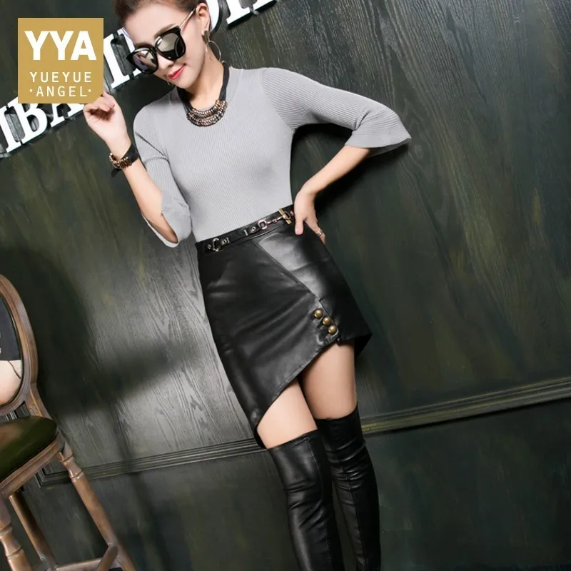 Zomer 2020 Nieuwe Mode Saia Couro Vrouwelijke Hoge Taille Asymmetrische Zoete Schapenleer Rokken Wrap Office Lady Bodycon Jupe Zomer 2020 Nieuwe Mode Saia Couro Vrouwelijke Hoge Taille Asymmetrische Zoete Schapenleer Rokken Wrap Office Lady Bodycon Jupe