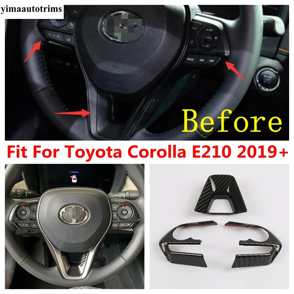 

Car Steering Wheel Button Frame Decoration Cover Trim For Toyota Corolla E210 2019 - 2022 ABS Carbon Fiber Interior Accessories