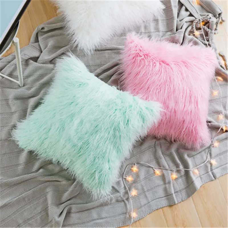 

Pillow Case 45*45 Plush Furry Cushion Cover Throw Pillow Case Home Bed Room Sofa Decor Home Decor
