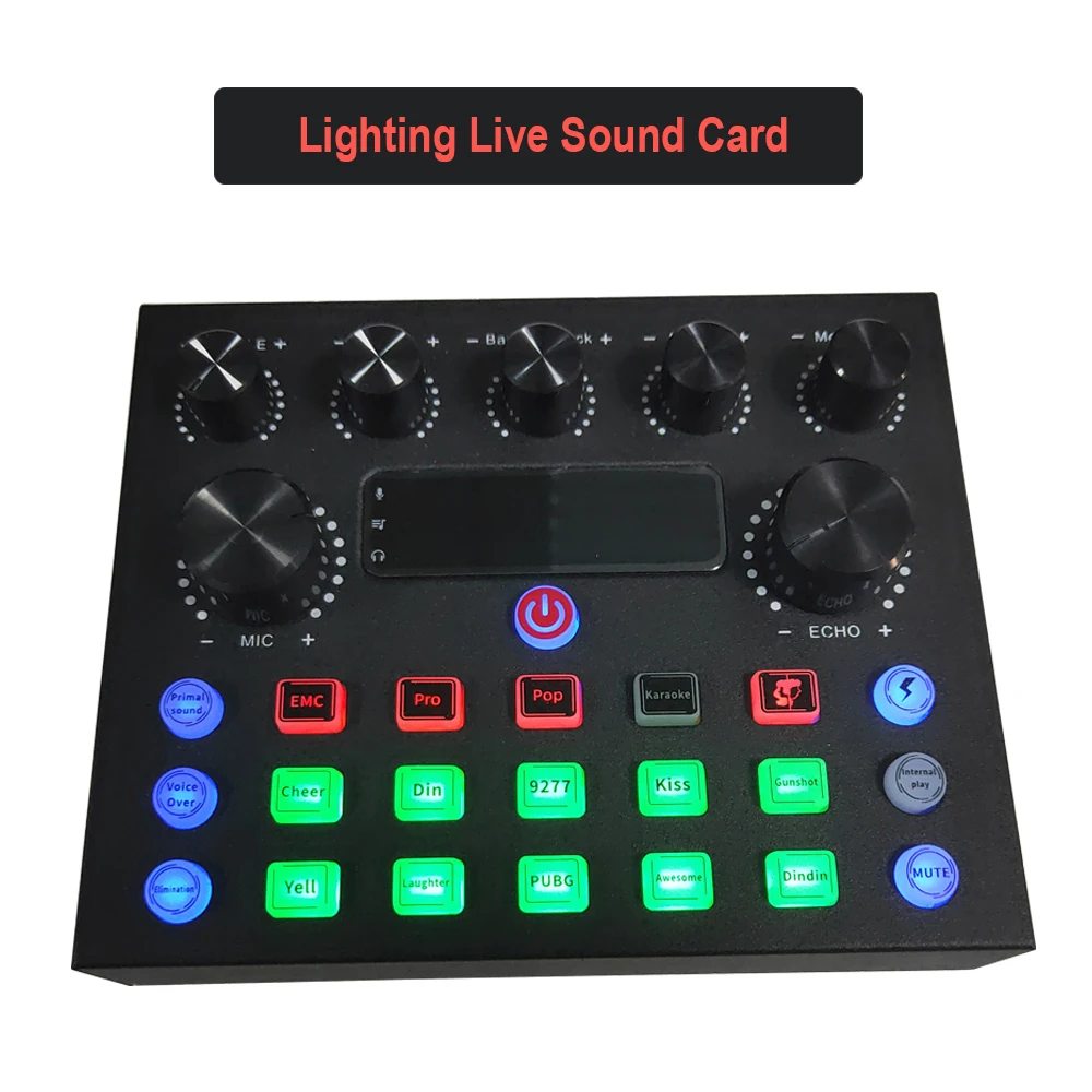 Live Sound Card Sound Mixer Board for Phone Computer Live Streaming Voice Changer Recording Music External Multiple Sound Effect 