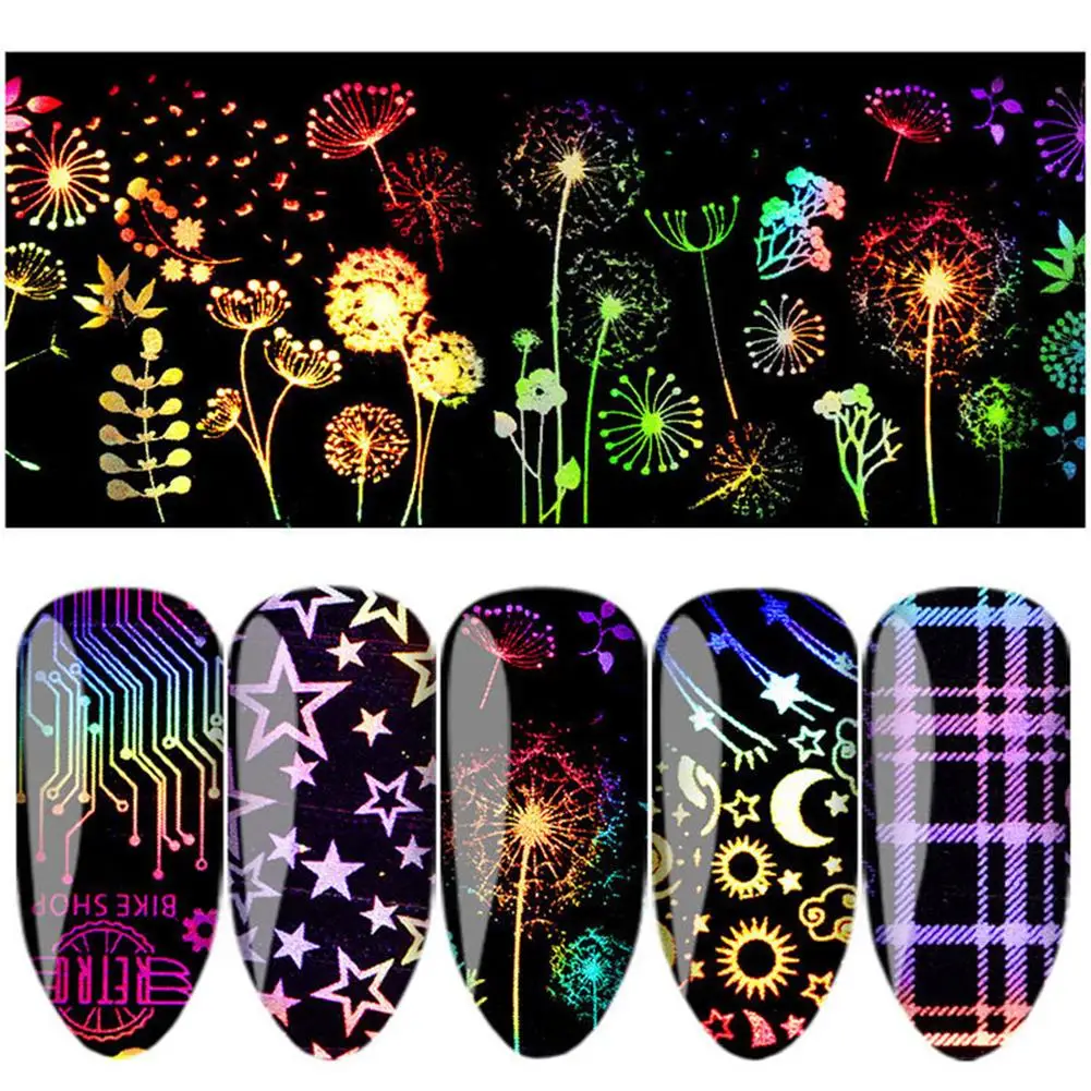 10 Rolls Halloween Xmas Nail Foil Starry Sky Nail Art Transfer Polish Stickers Glitter Nails Christmas Nail Stickers