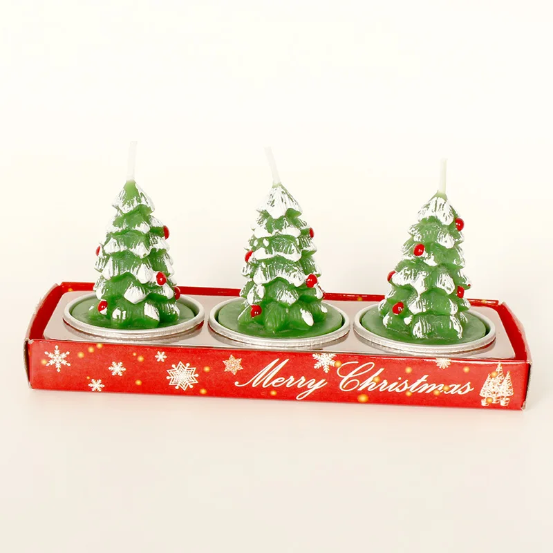 Christmas Tree 3 шт./компл. рождественские свечи Санта дом снеговика Рождественская елка парафиновые свечи Свадебная вечеринка свечи Декор Светильник - Цвет: Christmas Tree