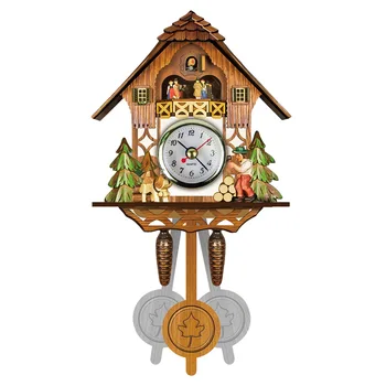 

Wooden Cuckoo Wall Clock Bird Time Bell Swing Alarm Watch Home Art Decor FPing