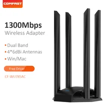 Adaptateur Wifi MT7612 1300 Ghz/5Ghz, 2.4 Mbps, pour ordinateur de bureau, carte réseau sans fil usb, 4 antennes 6dbi, dongle wi fi 802.11AC, usb 3.0