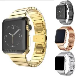Серии 4/3/2/1 ссылка браслет из металла starps для Apple Watch группа 44/42 мм 40/38 мм Нержавеющая сталь Бабочка застежка пряжкой для iWatch