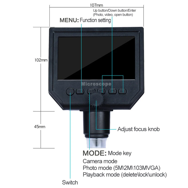 600X цифровой мини-микроскоп 4," lcd USB видеокамера рекордер HD 3,6 мега пикселей Мобильный телефон ремонт Лупа с присоской