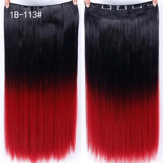 DIFEI Synthetic 24 Inch 5 Clip Long curly Women Clip in Hair Extensions Black Brown High Tempreture Hair Piece #24