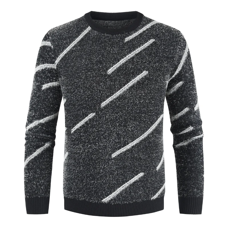 NEGIZBER 2019 Winter Sweater Men Solid Patchwork Striped O-neck Pullover Sweater Men Fashion Thick Warm Wool Sweater Men NEGIZBER 2019 Winter Sweater Men Solid Patchwork Striped O-neck Pullover Sweater Men Fashion Thick Warm Wool Sweater Men