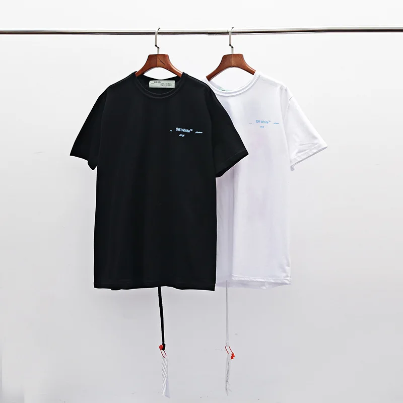 OFF-WHITE новая OW градиент цвета радуги с круглым вырезом Уличная Хип-Хоп Мужская парная футболка с короткими рукавами