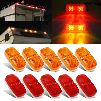 

12/24V DC 5 Red 5 Amber 10-LED 4" Side Marker Lights Camper Truck Trailer RV Running Lamp Waterproof For Front Rear Left Right