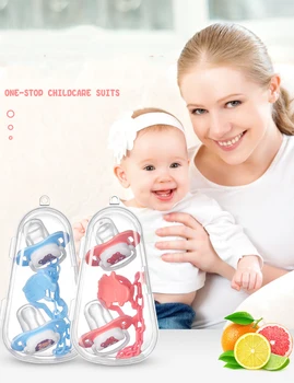 

Baby Pacifier Suit Soft Silicone Nipple + Chain Combination Round flat head Pacifier Infant Sleeping Pacifier with Storage Box