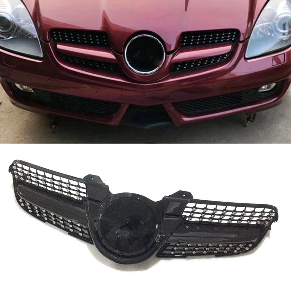 

Racing Grill Front Grille For Mercedes Benz R171 SLK Class 2008 2009 2010 SLK200 SLK300 SLK350 SLK55 Upper Bumper Hood Mesh Kit