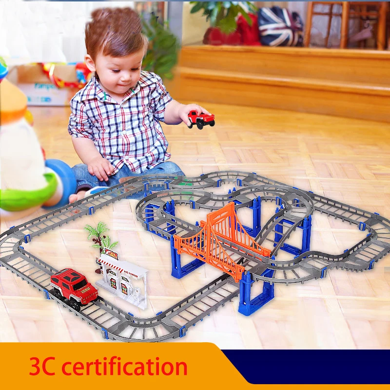 

Ever-changing building block track DIY self-assembly electric high-speed track children's toy 8CM car