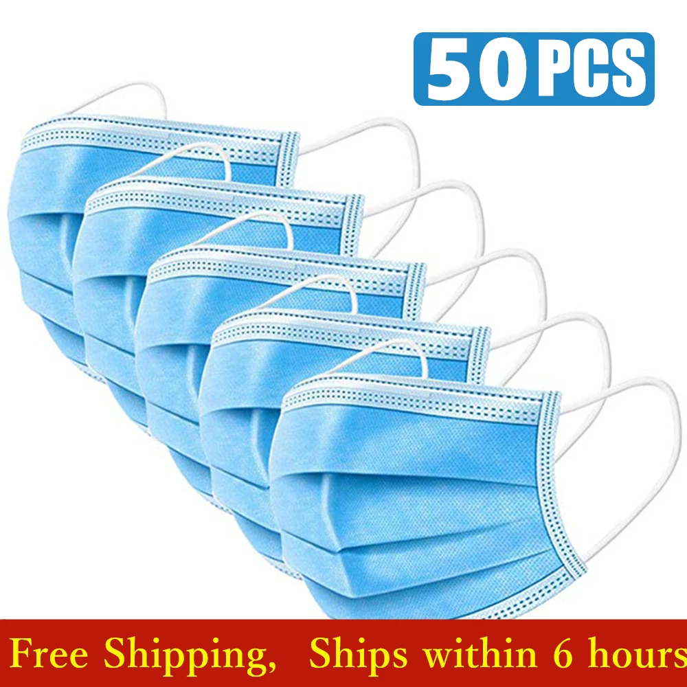 

In Stock ! Ship Within 6h No Retail Box 50 PCS YIGANERJING Disposable Face Mask 3 Layers dental Earloop One-time Respirator