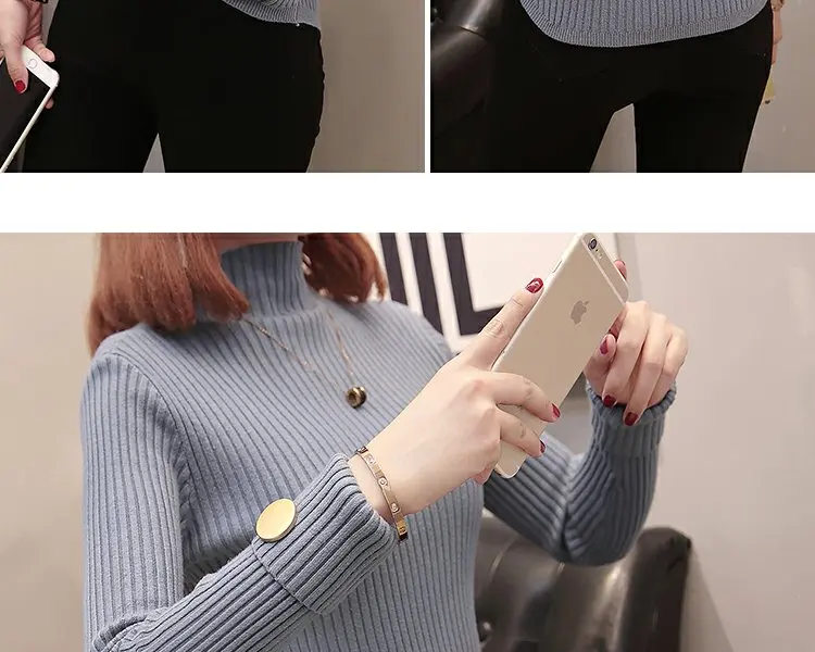 XL-XXXL размера плюс женская вязаная зимняя одежда модная однотонная Водолазка с длинным рукавом теплый вязаный свитер Топы