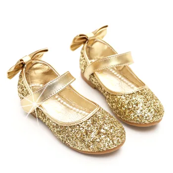 

Kid Shoes Girl Gold Silver Glitter Party Ballet Flats Toddler Sequins Glittering Show Princess Dress Shoes