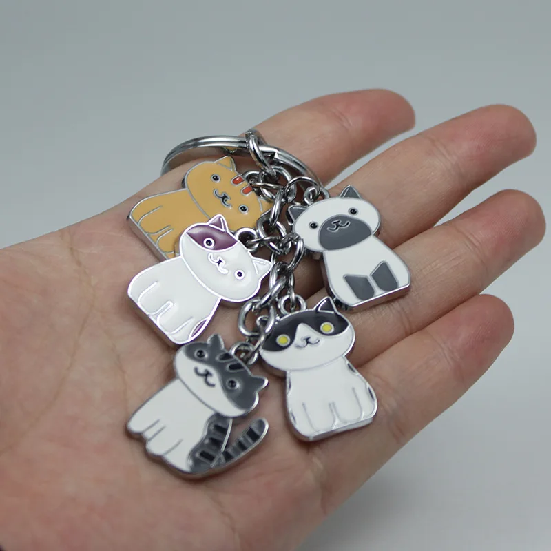 AliExpress милые Meow Meng игрушка на кольцо для ключей Neko Atsume пары брелок-котенок