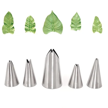 

5pcs / set Stainless Steel Cake Decorating Nozzle Nozzle Sheet Shape Mouthpiece Icing Pastry Cupcake Decorating Kit For Kitchen