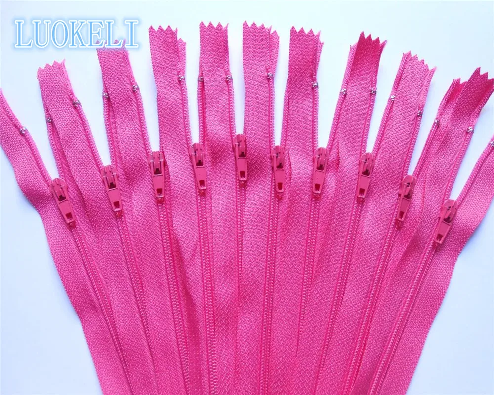 rose red 10 шт 3# Закрытая нейлоновая катушка молния(4 дюйма) 10 см портной процесс шитья многоцветная опционально - Color: rose red