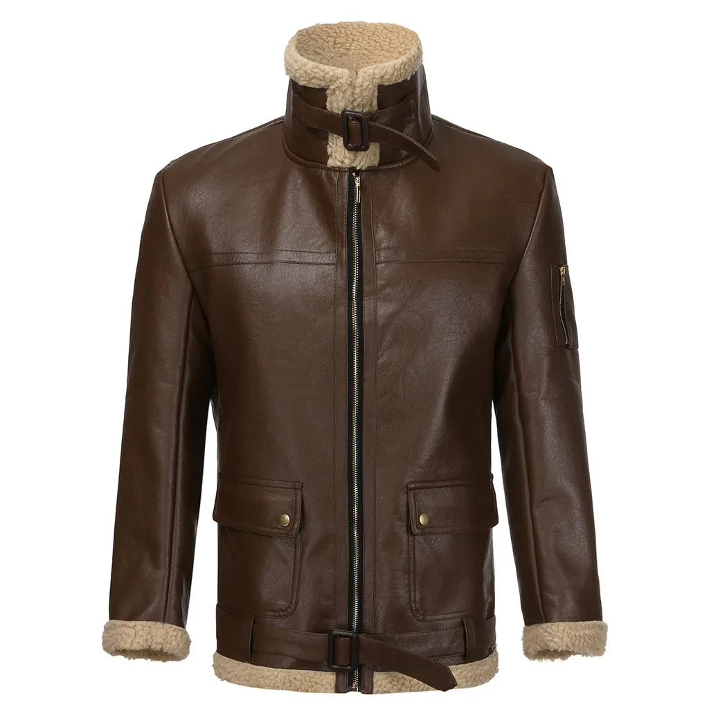 Зимняя кожаная мужская флисовая утепленная куртка, Мужская мотоциклетная куртка на молнии с длинным рукавом, мужская куртка Gh6