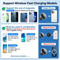 15W Qi magnetyczna bezprzewodowa ładowarka samochodowa uchwyt telefonu dla iPhone 13 12 Pro Max uniwersalny bezprzewodowy uchwyt samochodowy do ładowania telefonu 6