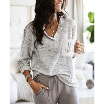 

Women's V-Neck Knitted Sweater Fall/Winter European and American Loose Knitted Sweater