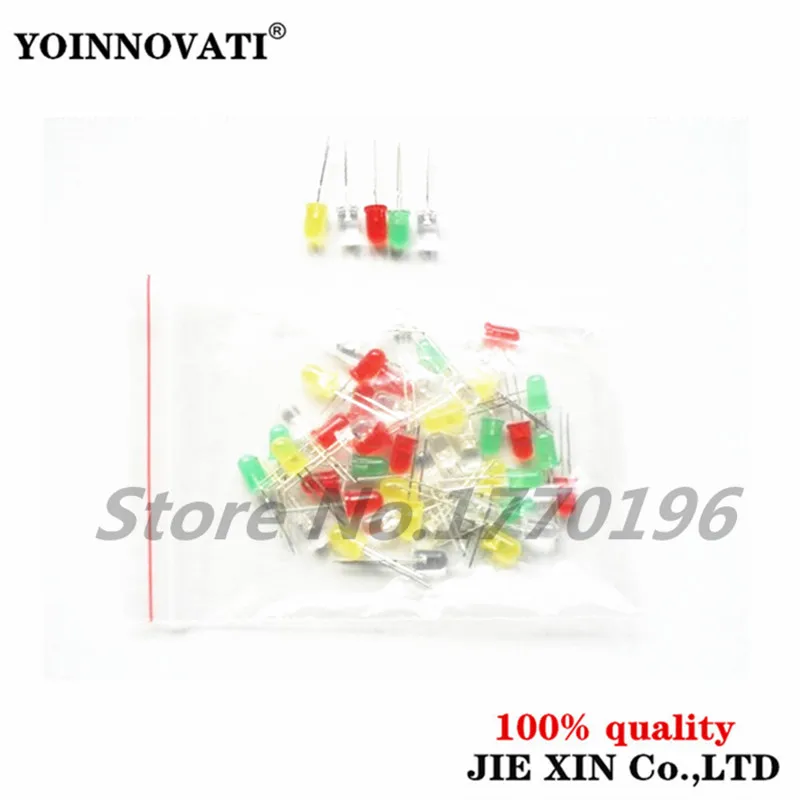 

5Values x100pcs =500pcs New 5mm Round Super Bright Red/Green/Blue/Yellow/White Water Clear F5mm LED Light Diode kit