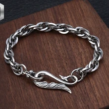 S925 стерлингового серебра тайский серебряный серебристый, черный ретро темпера Для мужчин t дизайн крюк Golden Eagle Головка пряжки Для мужчин и Для женщин браслет