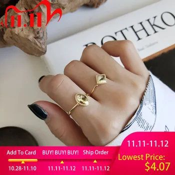 

LouLeur 925 sterling silver oval diamond glossy rings gold original creative design exquisite open rings for women fine jewelry