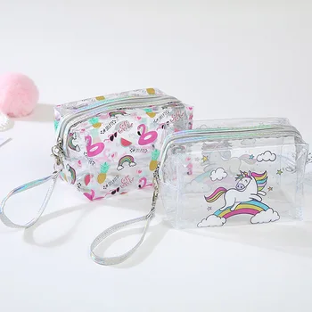 

Transparent Unicorn Pencil Case Big Zipper Capacity School Cosmetic Bag Storage Pouch Pen Box School Supplies Gift