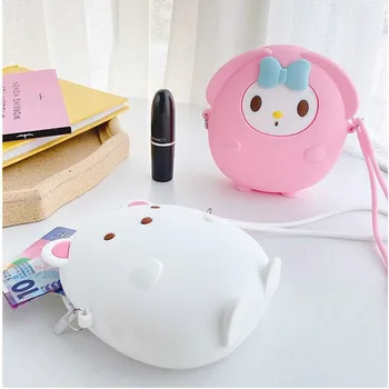 

Cartoon Anime Small Coin Purse Girls Portable Clutch Purse Kawaii Mini Bag Zipper Soft Silicone Headphone Key Money Storage Box