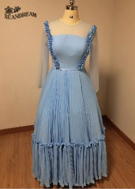 blue Дешевые реальные фото; vestido De formatura платья на выпускной вечернее платье для выпускного вечера для вечернее, элегантное, для вечеринок шифоновое платье для выпускного вечера - Color: blue