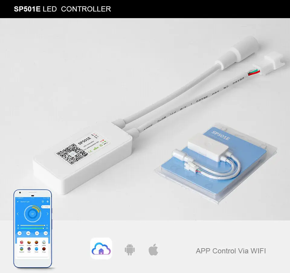SP501E wifi светодиодный контроллер Amazon Alexa SP110E Bluetooth для адресуемых IC полосы WS2812bB SK6812 UCS1903 пикселей DC5-24V управления